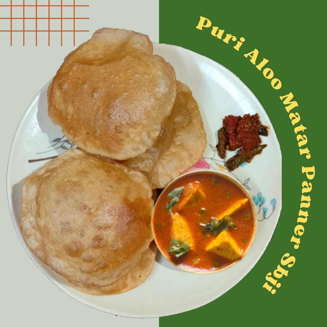 5 Poori with Aloo Matar Paneer Sabji